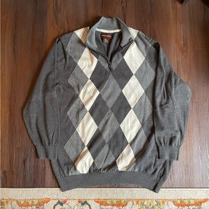 Oak Hill Gargoyle Diamond 1/4 zip grandpa sweater. 2XLT